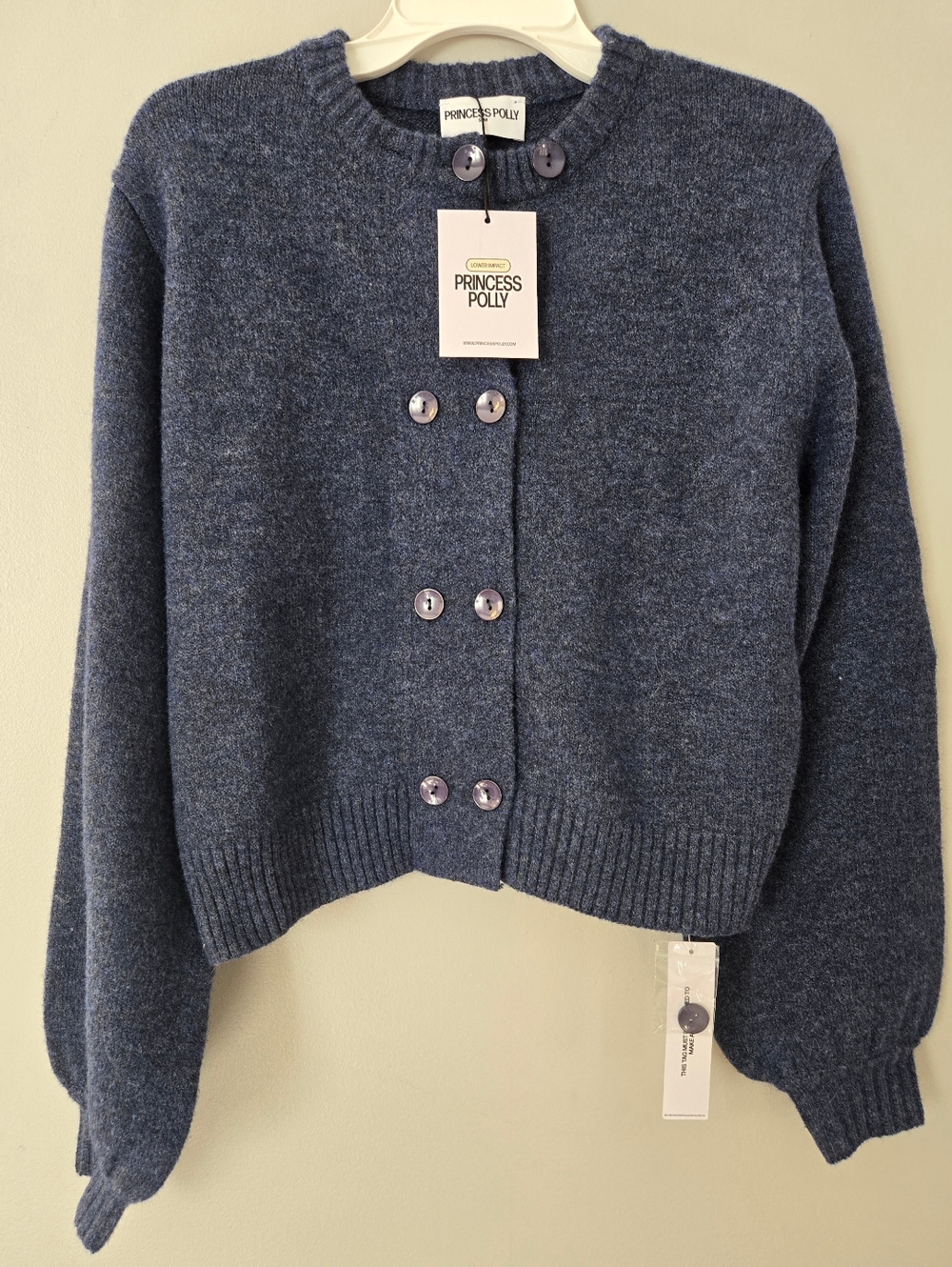Princess Polly Kammi Button Up‎ Cardigan Navy Size S/M NWT